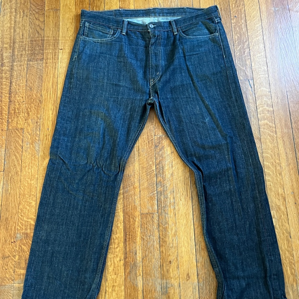 Levi's Men 505 Regular Straight Jeans Zip Cotton Blend Black Size 40x32